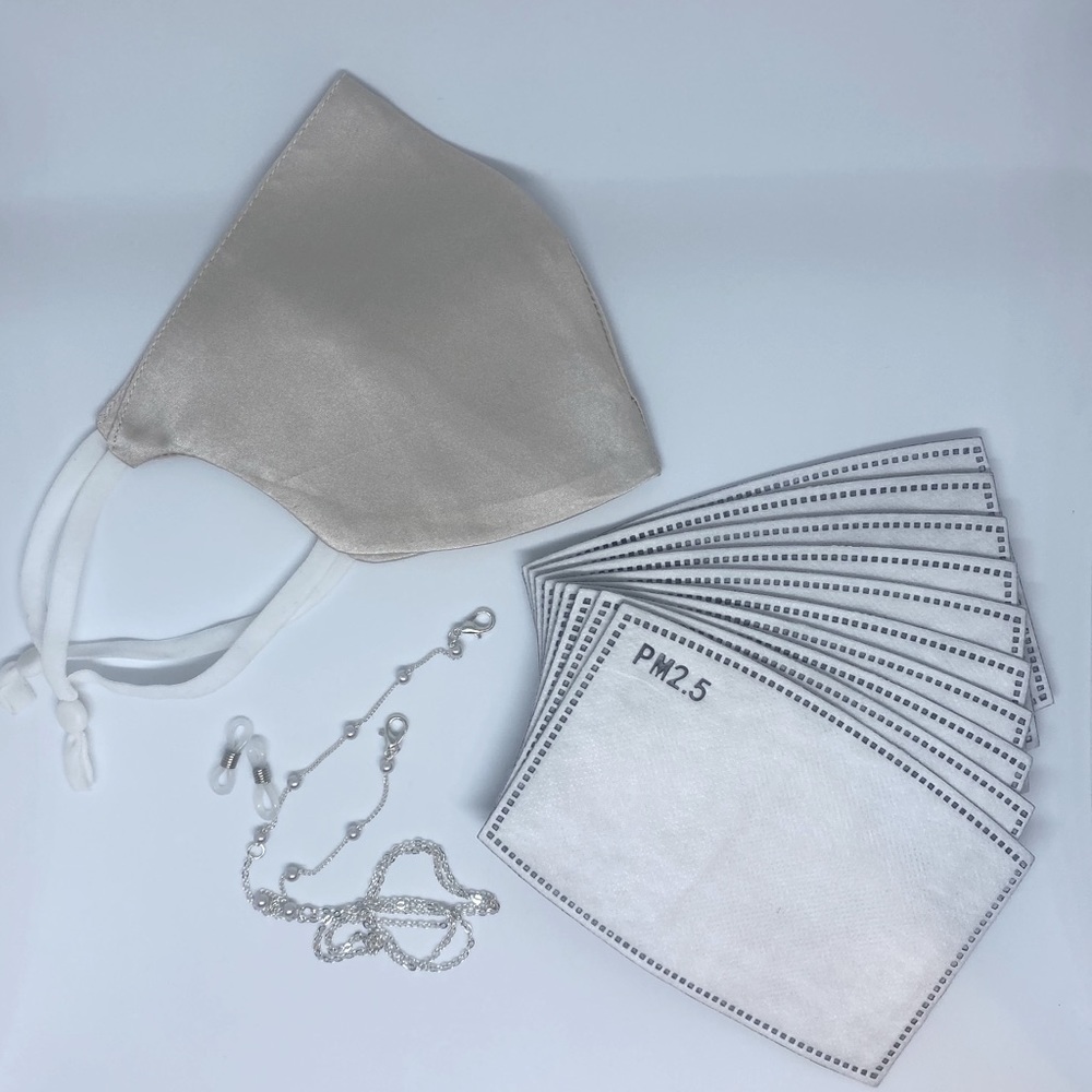 Mulberry silk facemask with lanyard & filters